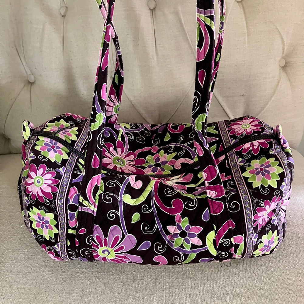 Vera Bradley Medium Duffel Bag “Purple Punch” Vintage Pattern